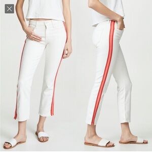 Mother the mid rise dazzler crop whipping the cream pink racer size 27